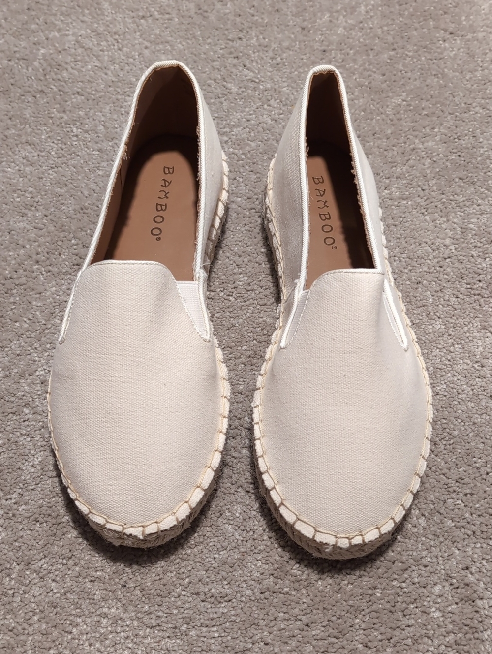 Bamboo Women's Slip-On Espadrille Cream White NEW